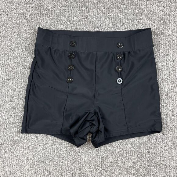 Torrid Retro Chic Swim Bottoms Womens 0X Black High Waisted Sailor Button Pin Up - Picture 1 of 8